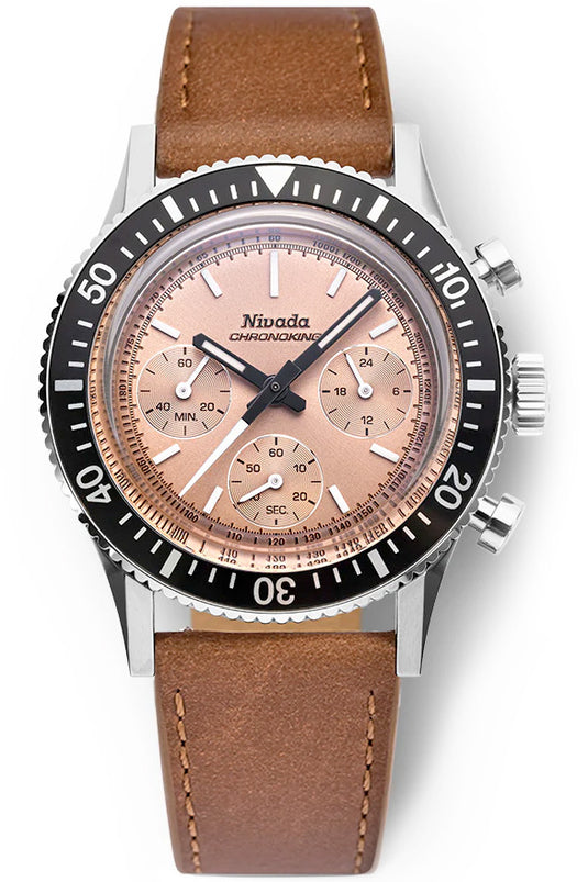 Nivada Grenchen 87043Q16 Chronoking Salmon Dial on Strap