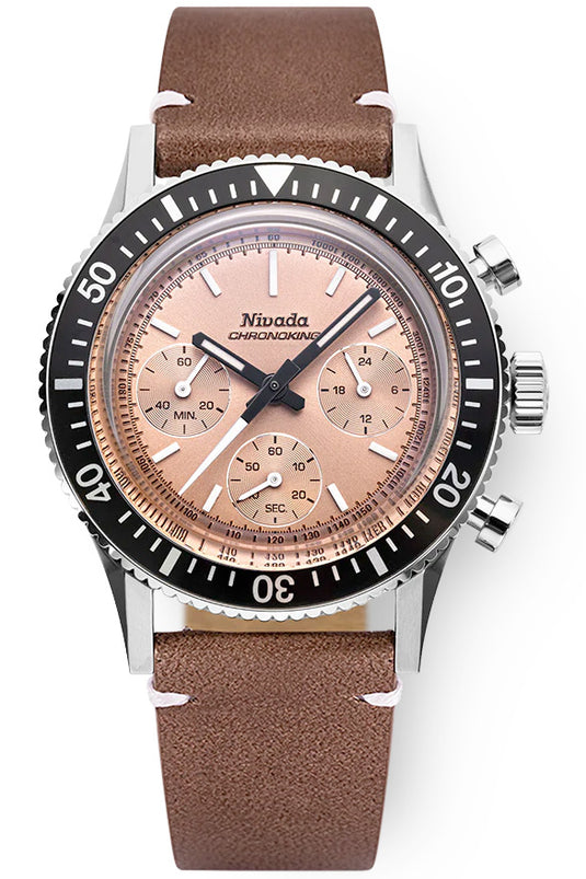 Nivada Grenchen 87043Q14 Chronoking Salmon Dial on Strap