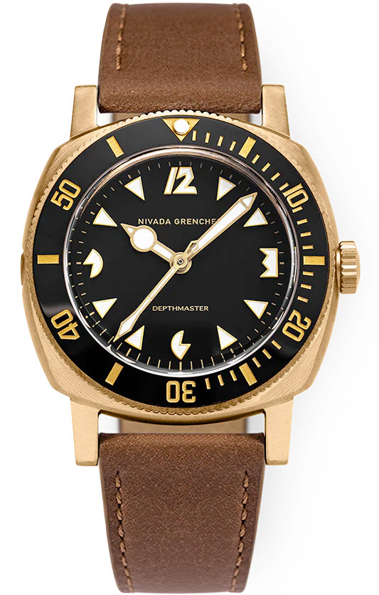 Nivada Grenchen 14123A16 Depthmaster Bronze Black Dial on Strap