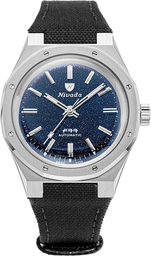 Nivada Grenchen F77 Dark Blue Aventurine Dial on Strap