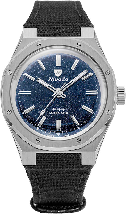 Nivada Grenchen F77 Titanium Dark Blue Aventurine on Strap