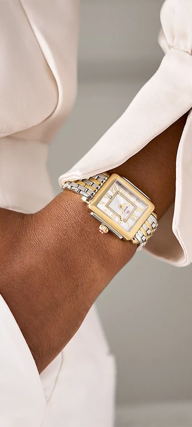 Michele Deco Madison Mid Two-Tone 18K Gold Diamond Dial Watch MWW06G000013