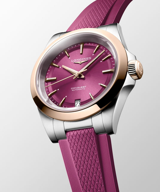 Longines L3.430.5.98.9 Conquest Sunray Purple Dial on Strap