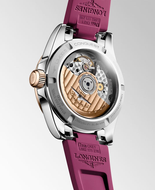 Longines L3.430.5.98.9 Conquest Sunray Purple Dial on Strap