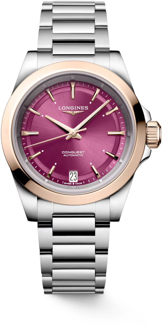 Longines L3.430.5.98.6 Conquest Sunray Purple Dial on Bracelet