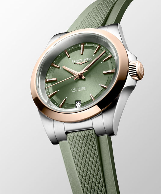 Longines L3.430.5.02.9 Conquest Sunray Green Dial on Strap