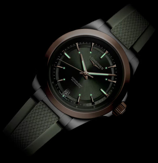 Longines L3.430.5.02.9 Conquest Sunray Green Dial on Strap