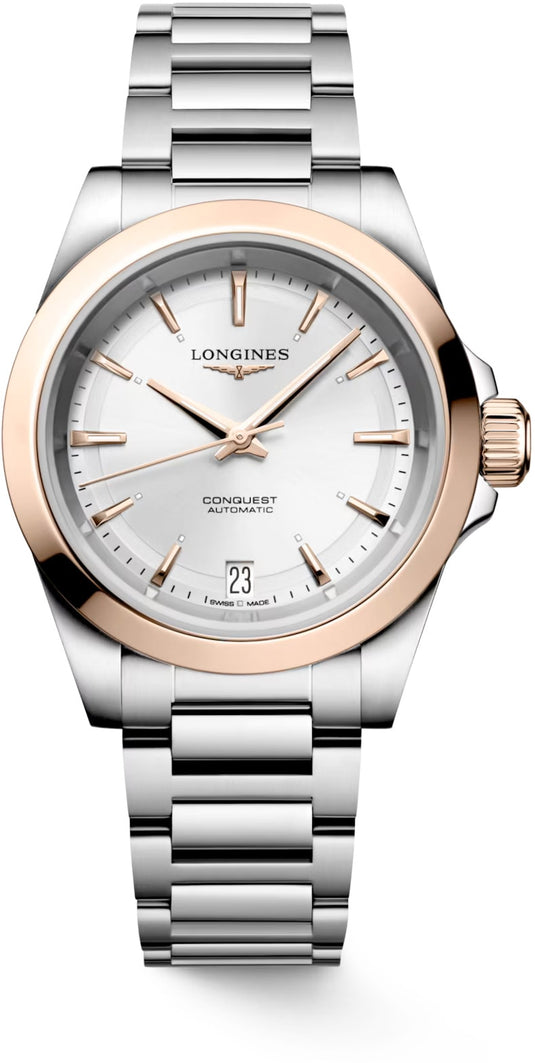 Longines L3.430.5.72.6 Conquest Sunray Silver Dial on Bracelet