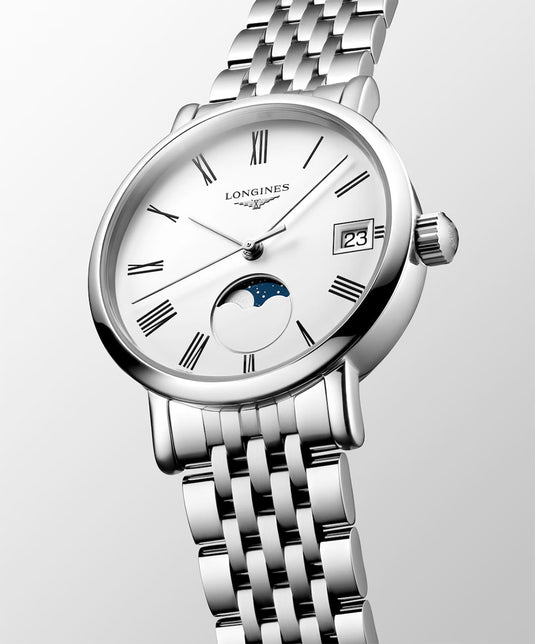 Longines L4.330.4.11.6 Elegant Collection Moonphase White Dial on Bracelet