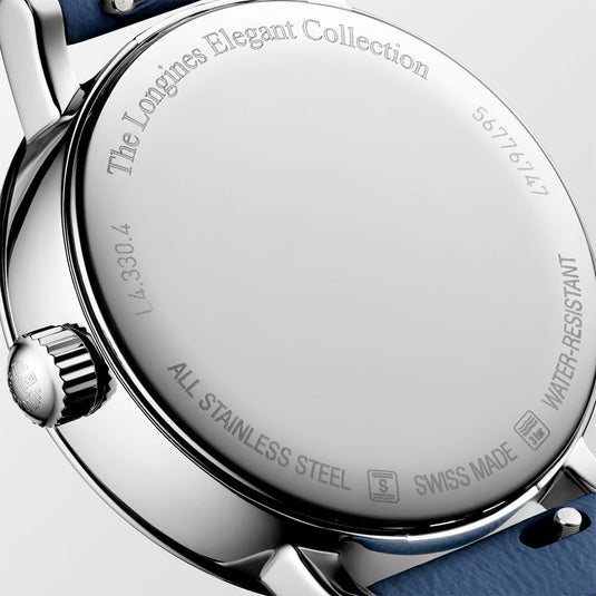 Longines L4.330.4.11.2 Elegant Collection Moonphase White Dial on Strap
