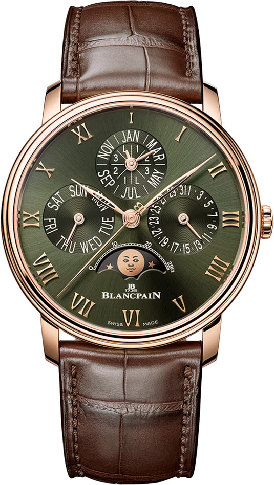 Blancpain Villeret Quantième Perpétuel Green Dial on Strap