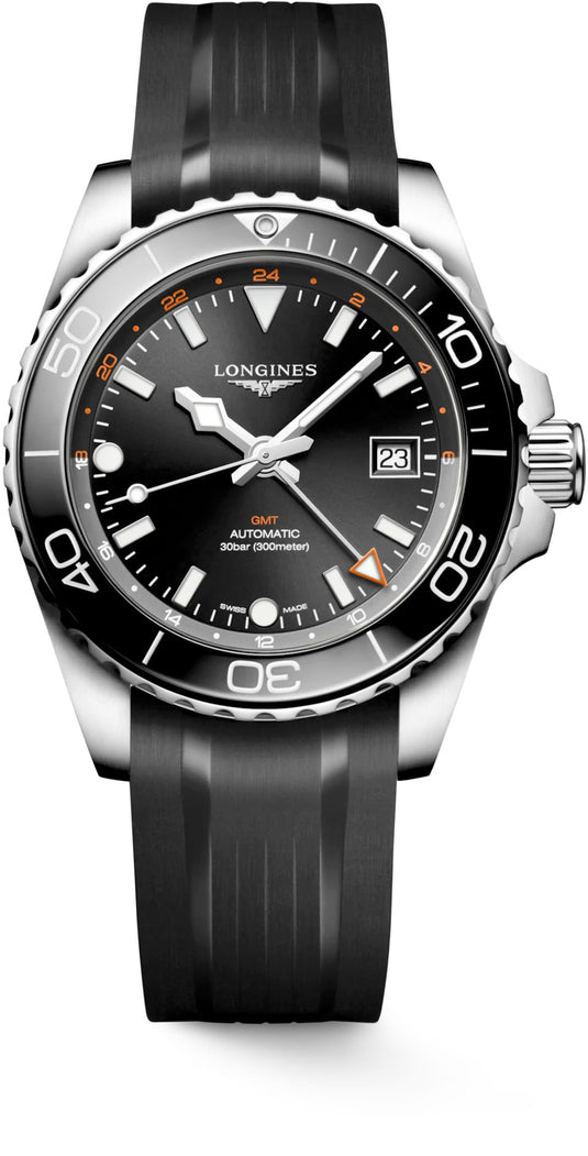 Longines Hydroconquest L3.790.4.56.9 GMT Black Dial on Strap