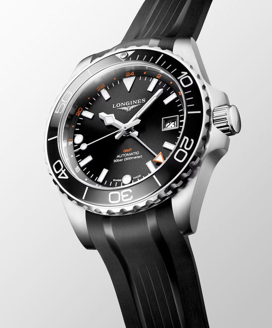 Longines Hydroconquest L3.790.4.56.9 GMT Black Dial on Strap