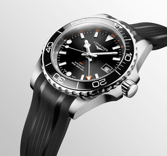 Longines Hydroconquest L3.790.4.56.9 GMT Black Dial on Strap