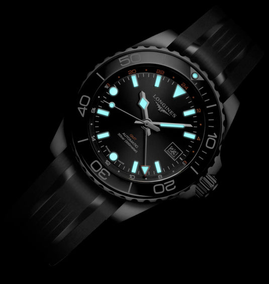 Longines Hydroconquest L3.790.4.56.9 GMT Black Dial on Strap