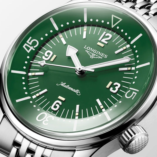 Longines L3.764.4.06.6 Legend Diver Green Dial on Bracelet