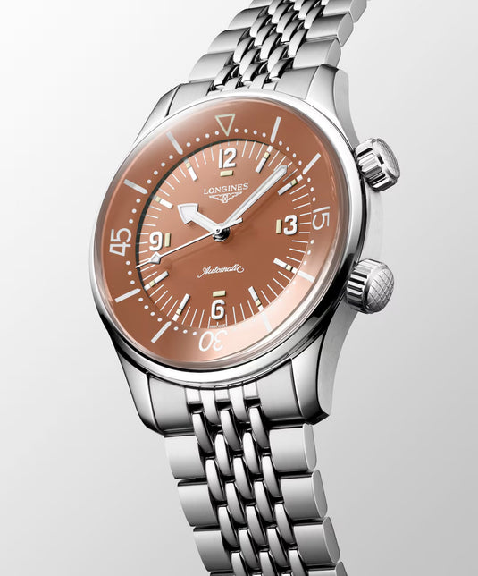 Longines L3.764.4.96.6 Legend Diver Terracotta Dial on Bracelet