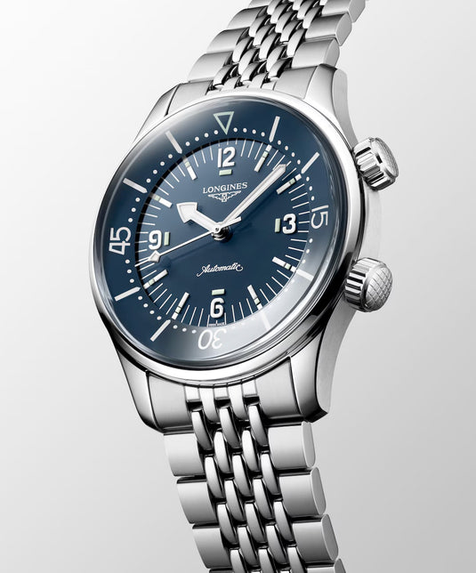 Longines L3.764.4.90.7 Legend Diver Blue Dial on Bracelet