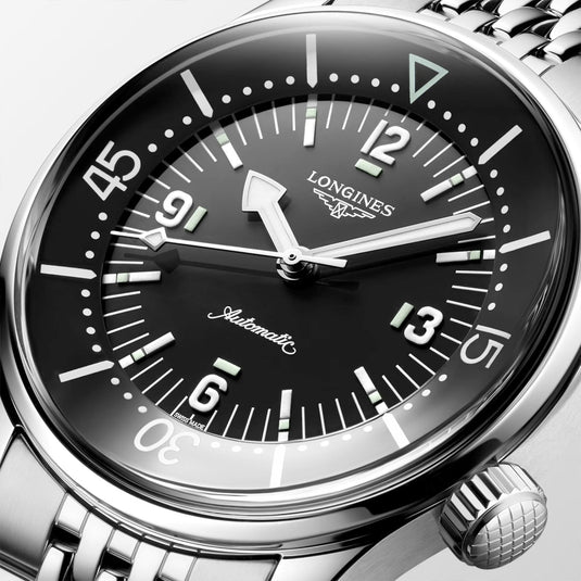 Longines L3.764.4.50.7 Legend Diver Black Dial on Bracelet