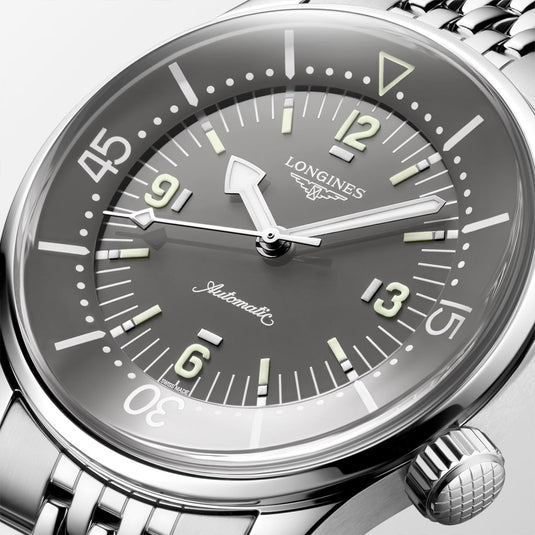 Longines L3.764.4.99.6 Legend Diver Grey Dial on Bracelet