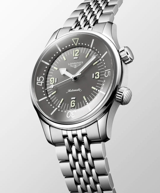 Longines L3.764.4.99.6 Legend Diver Grey Dial on Bracelet