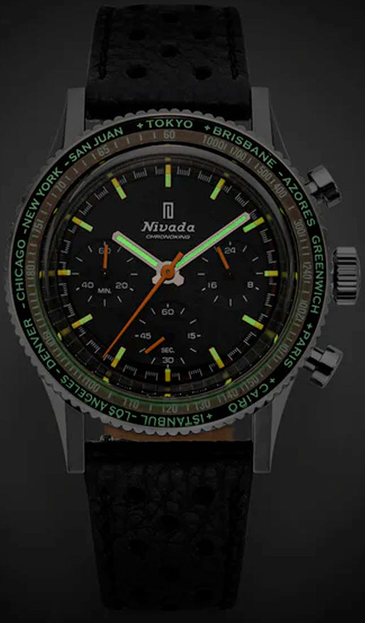 Nivada Grenchen 87040Q15 Chronoking Mecaquartz - Inter.Bezel on Strap