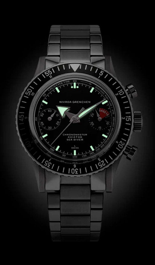 Nivada Grenchen 86056M04LC Chronomaster Broad Arrow - Inter.Bezel on Bracelet