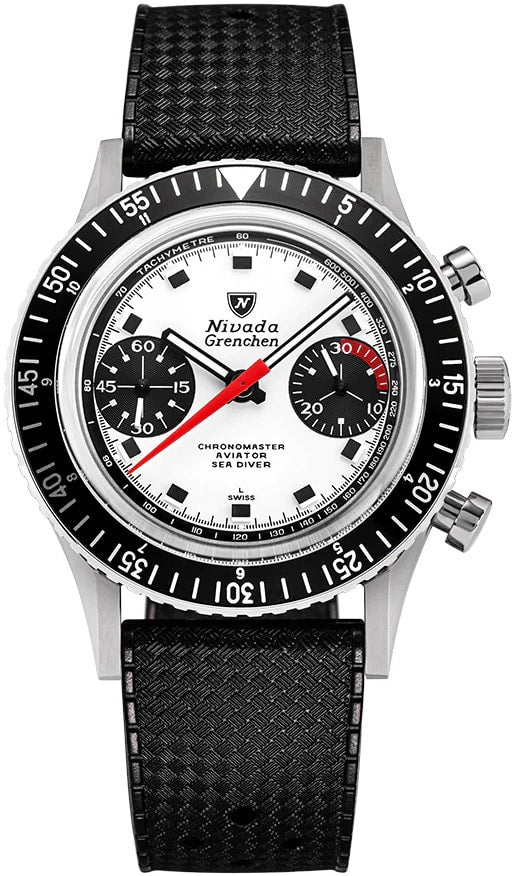 Nivada Grenchen 86054M01LC Chronomaster Paul Newman - Inter.Bezel White on Strap