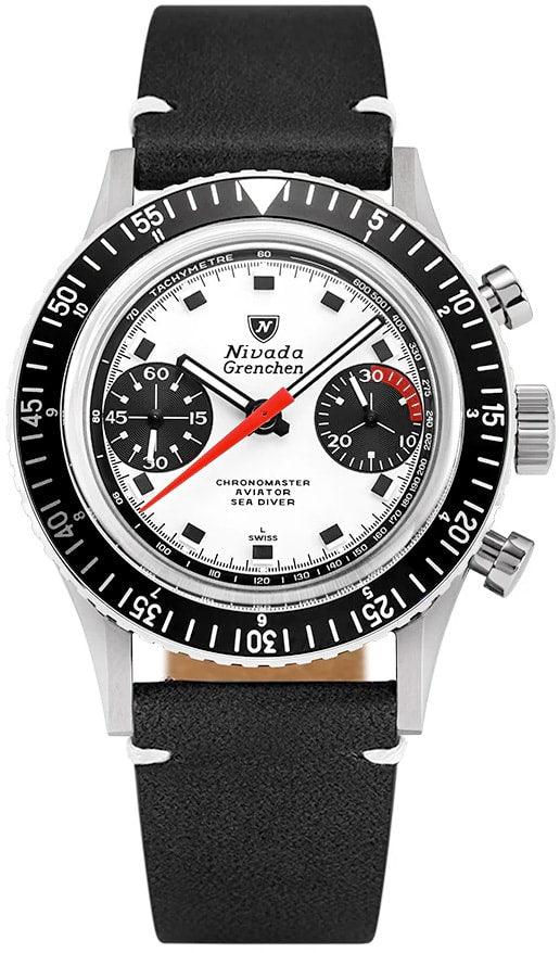 Nivada Grenchen 86054M15LO Chronomaster Paul Newman - Inter.Bezel White on Strap
