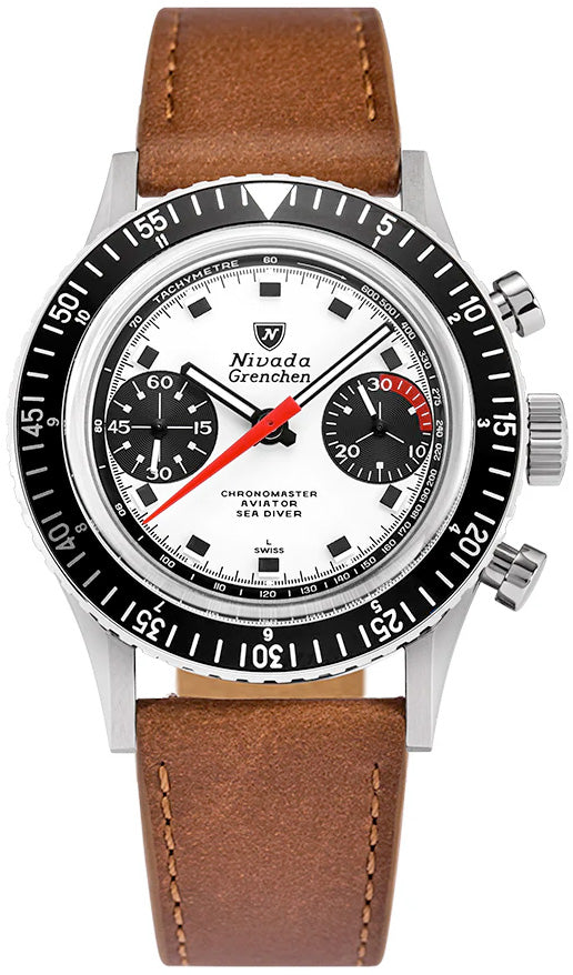 Nivada Grenchen 86054M16LC Chronomaster Paul Newman - Inter.Bezel White on Strap