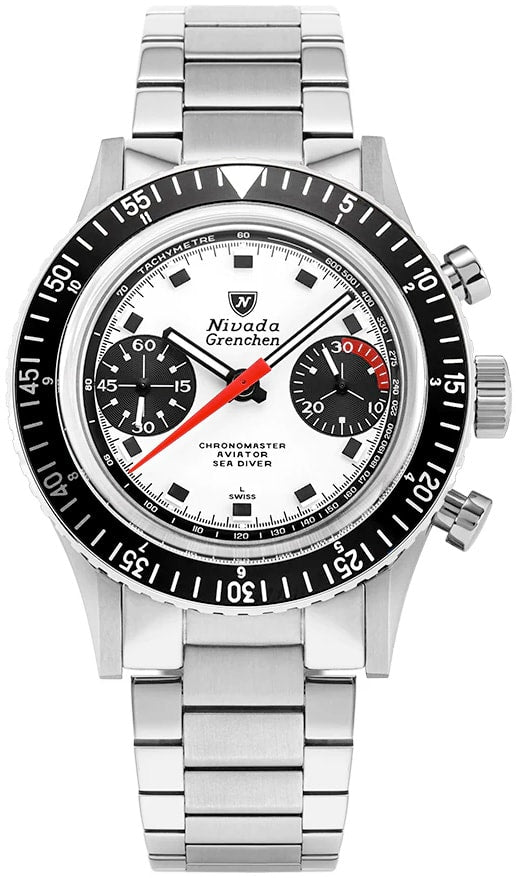 Nivada Grenchen 86054M20LO Chronomaster Paul Newman - Inter.Bezel White on Bracelet
