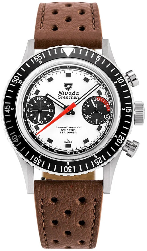 Nivada Grenchen 86054M23LO Chronomaster Paul Newman - Inter.Bezel White on Strap
