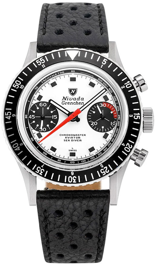 Nivada Grenchen 86054M10LC Chronomaster Paul Newman - Inter.Bezel White on Strap