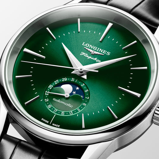 Longines L4.815.4.02.2 Flagship Heritage Sunray Green Dial on Strap