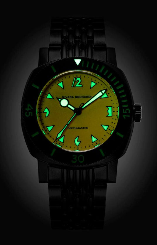 Nivada Grenchen 14131A01 Depthmaster Black Pumpkin on Leather Strap