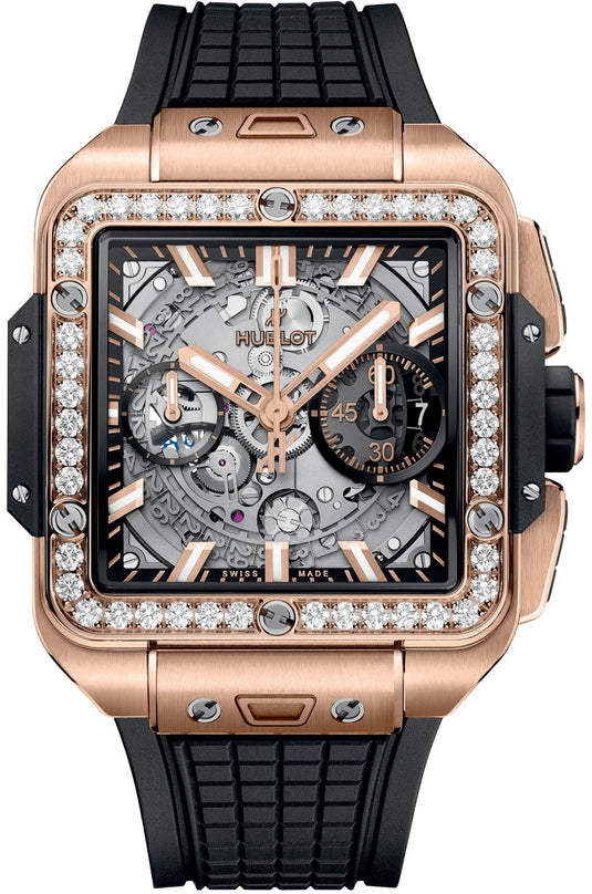 Hublot 821.OX.0180.RX.1204 Square Bang Unico King Gold Diamonds 42mm
