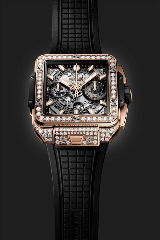 Hublot 821.OX.0180.RX.1604 Square Bang Unico King Gold Pavé 42mm