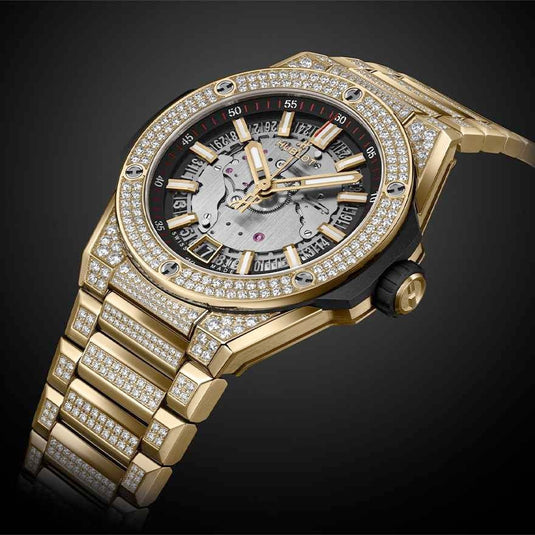 Hublot 456.VX.0130.VX.3704 Big Bang Integrated Time Only Yellow Gold Pavé 40mm